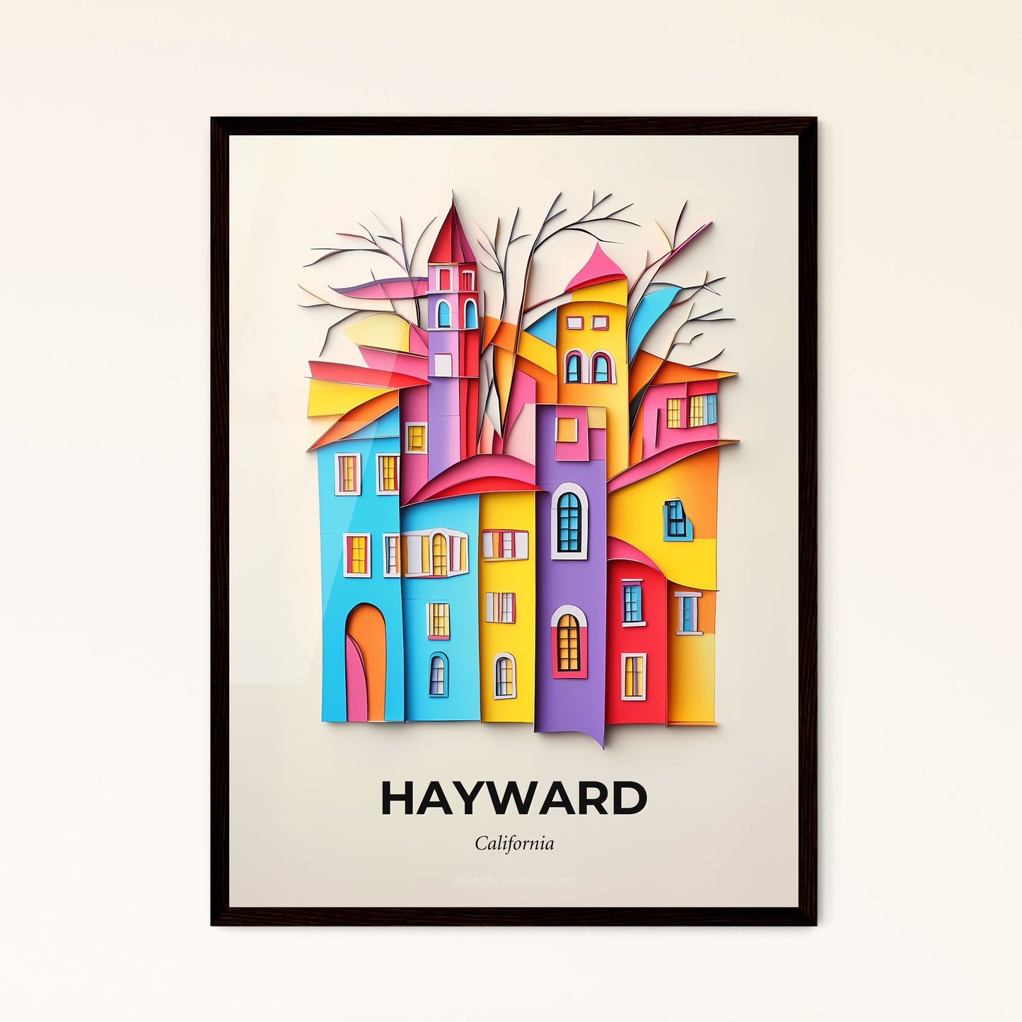 Vivid Hayward, California - a colorful city with a tree in the middle