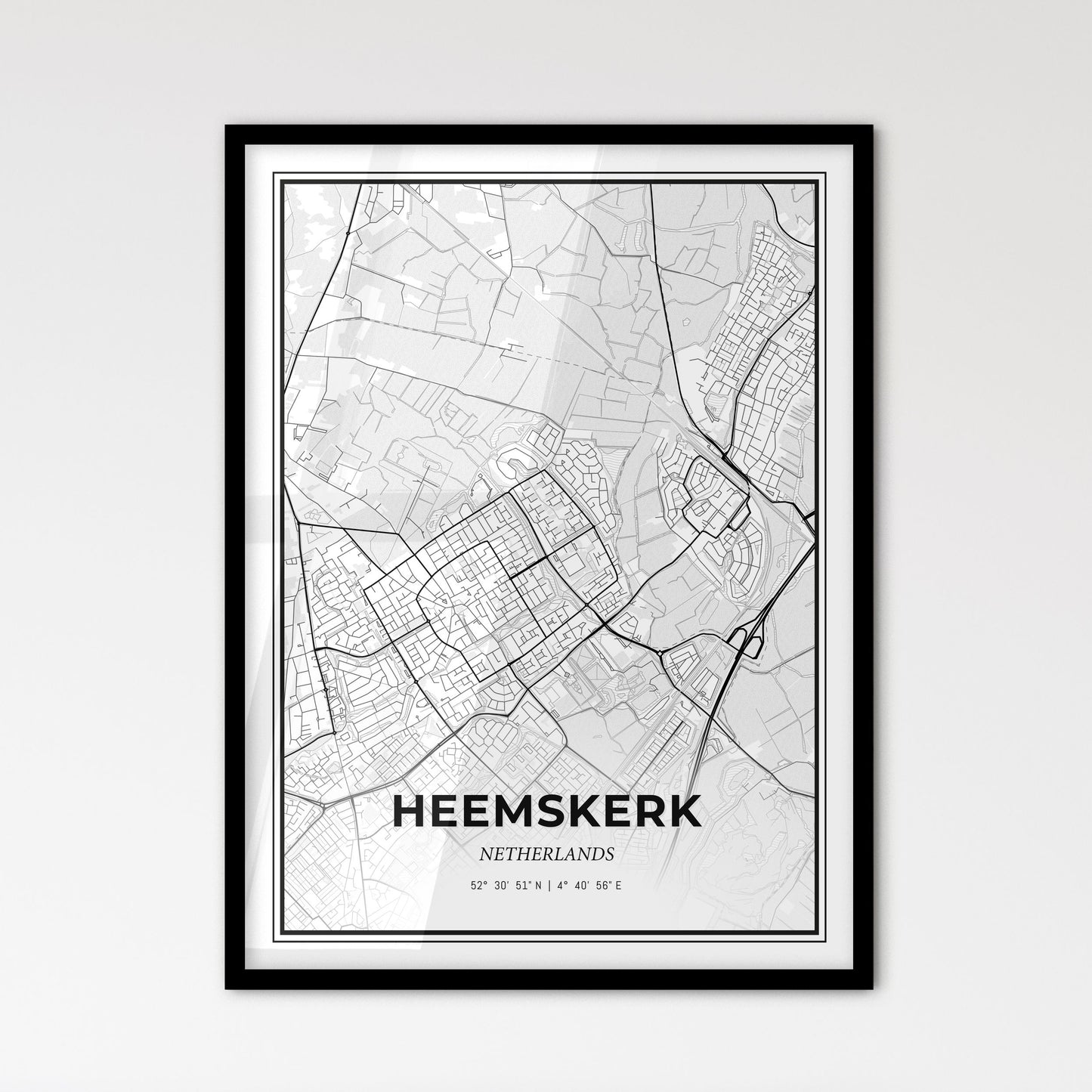  Heemskerk Netherlands - Scandinavian Style City Map for Modern Home Decor