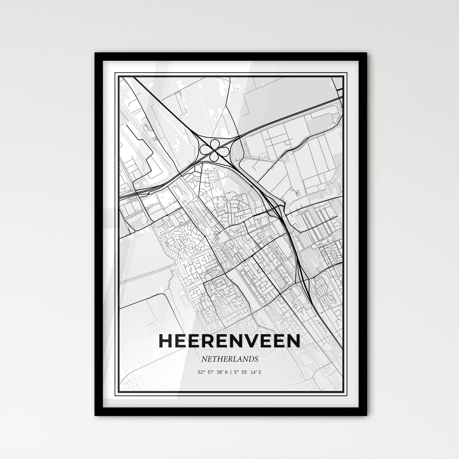  Heerenveen Netherlands - Scandinavian Style City Map for Modern Home Decor