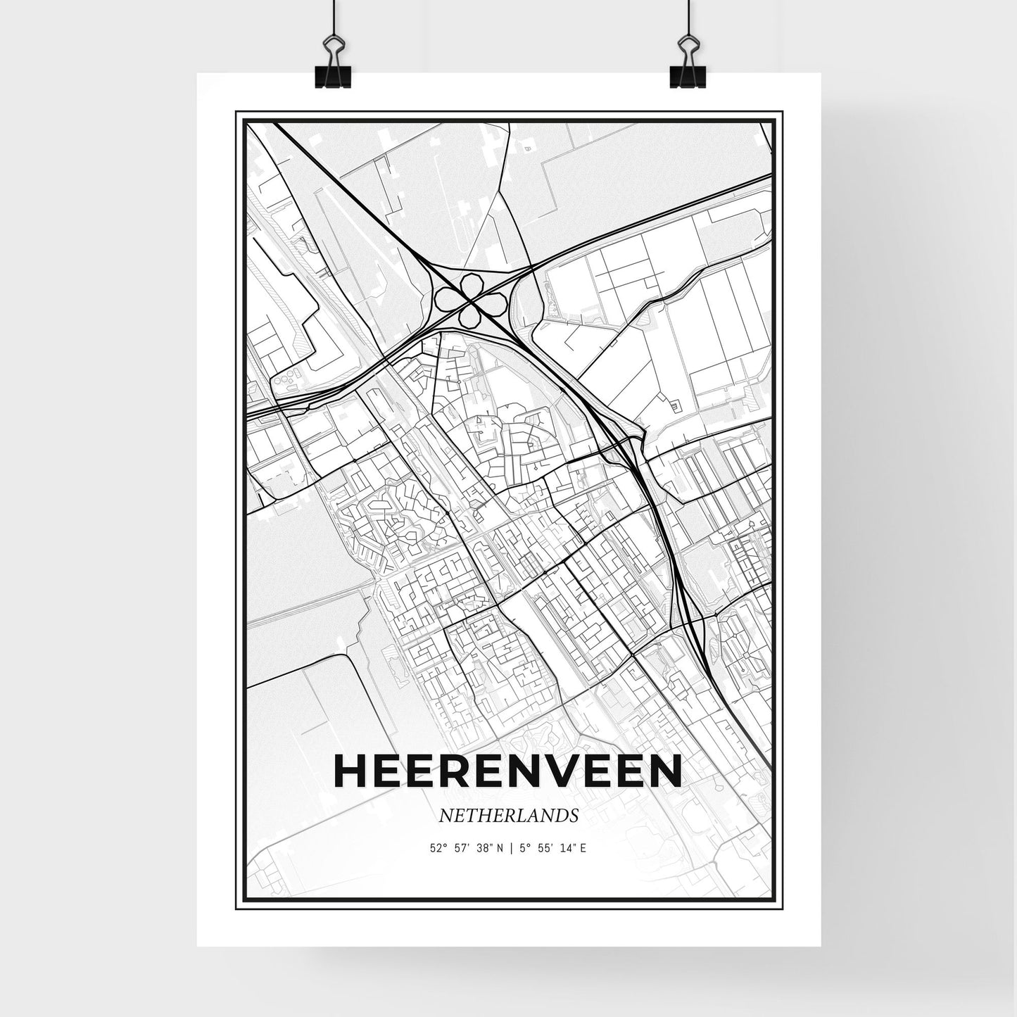  Heerenveen Netherlands - Premium City Map Poster