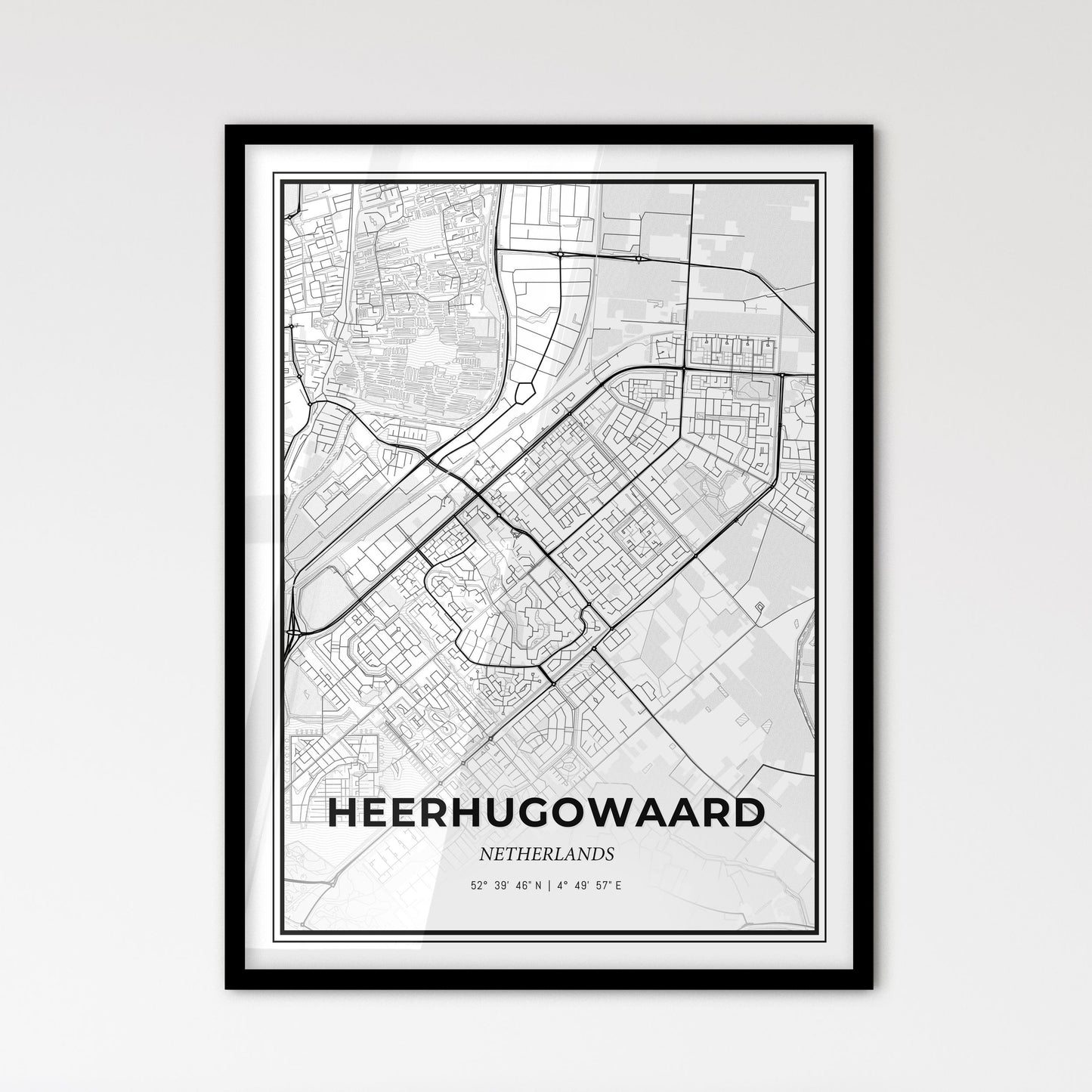  Heerhugowaard Netherlands - Scandinavian Style City Map for Modern Home Decor