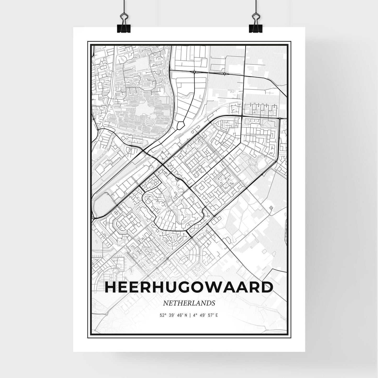  Heerhugowaard Netherlands - Premium City Map Poster