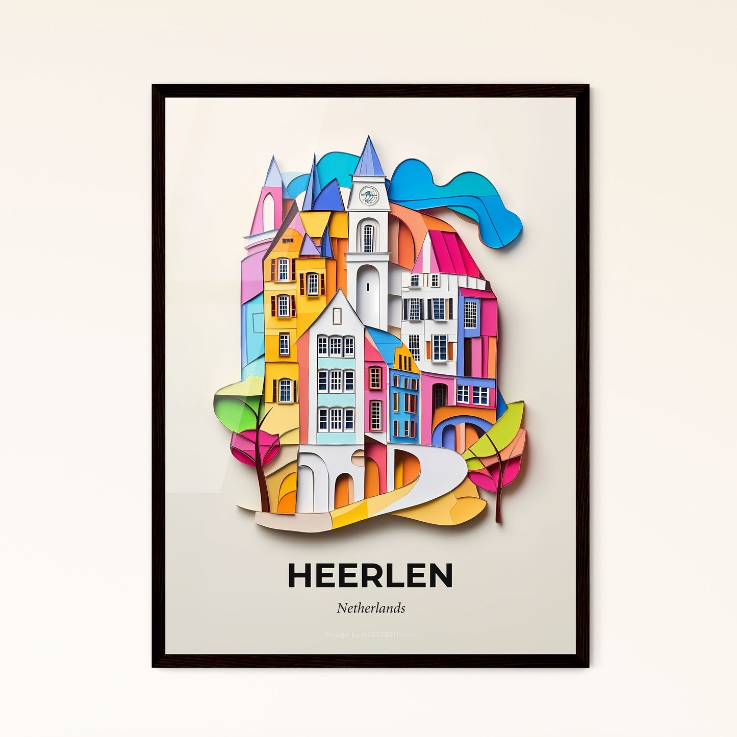 Vivid Heerlen, Netherlands - a paper cut of a city with a clock tower