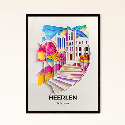 Vivid Heerlen, Netherlands - a paper cut of a city with a staircase