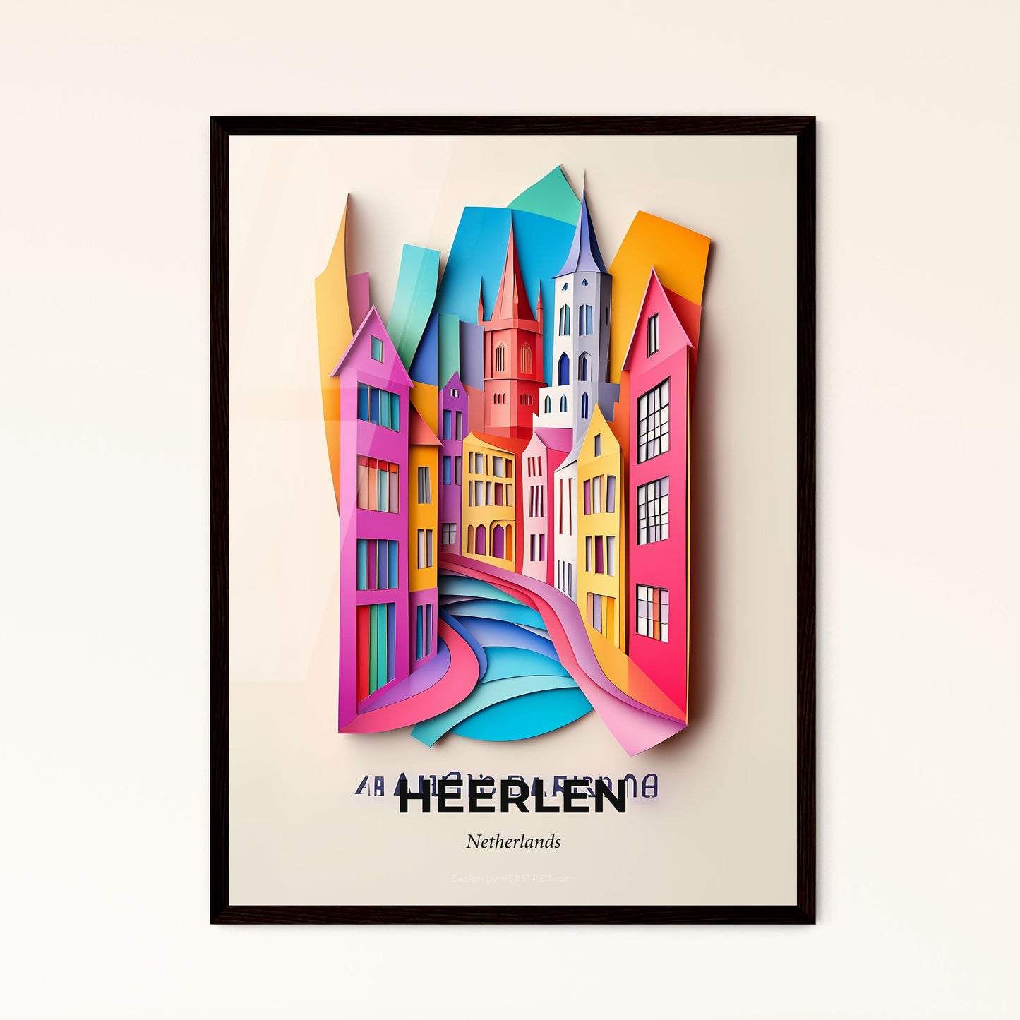 Vivid Heerlen, Netherlands - a paper cut of a city with a river