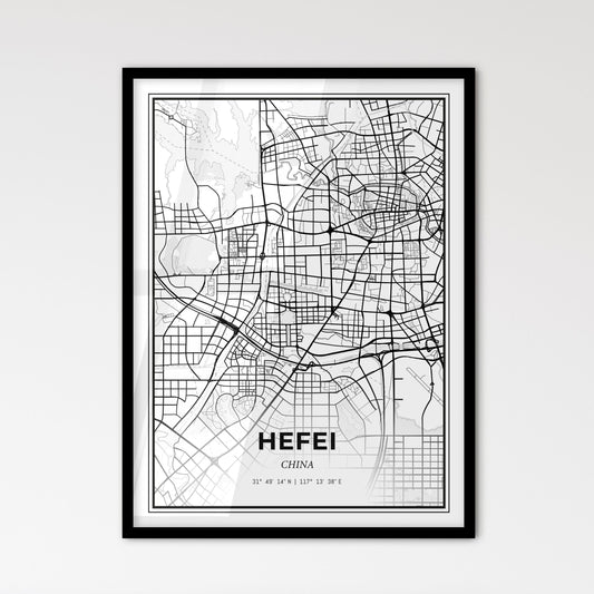 Hefei China - Scandinavian Style City Map for Modern Home Decor