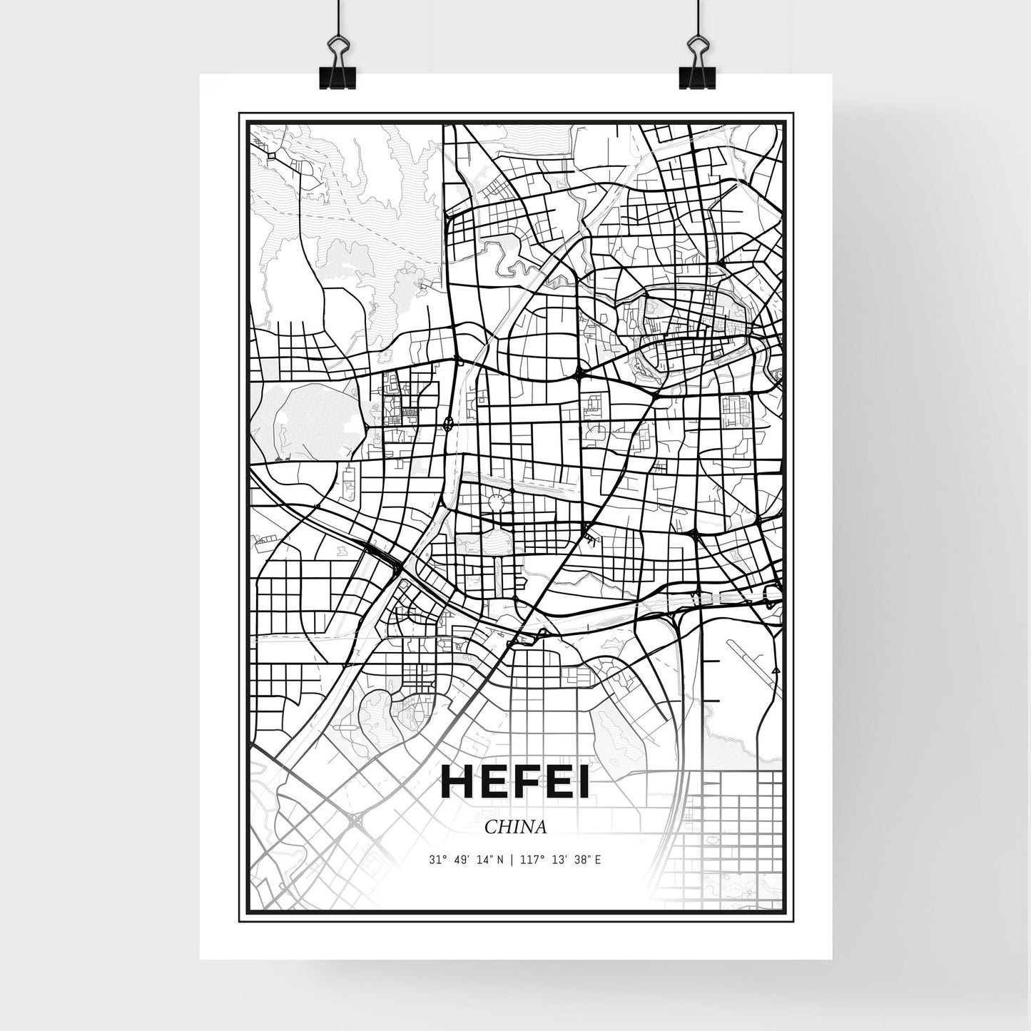 Hefei China - Premium City Map Poster