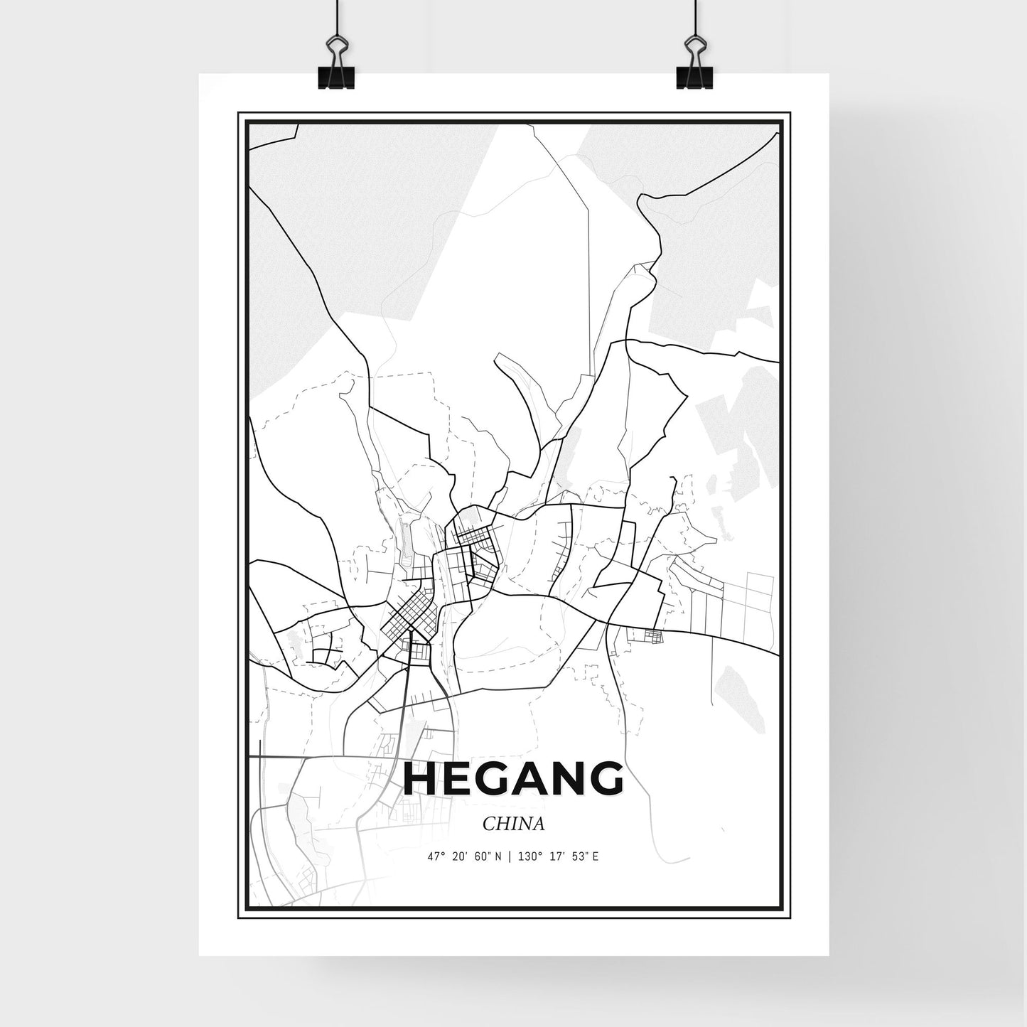 Hegang China - Premium City Map Poster