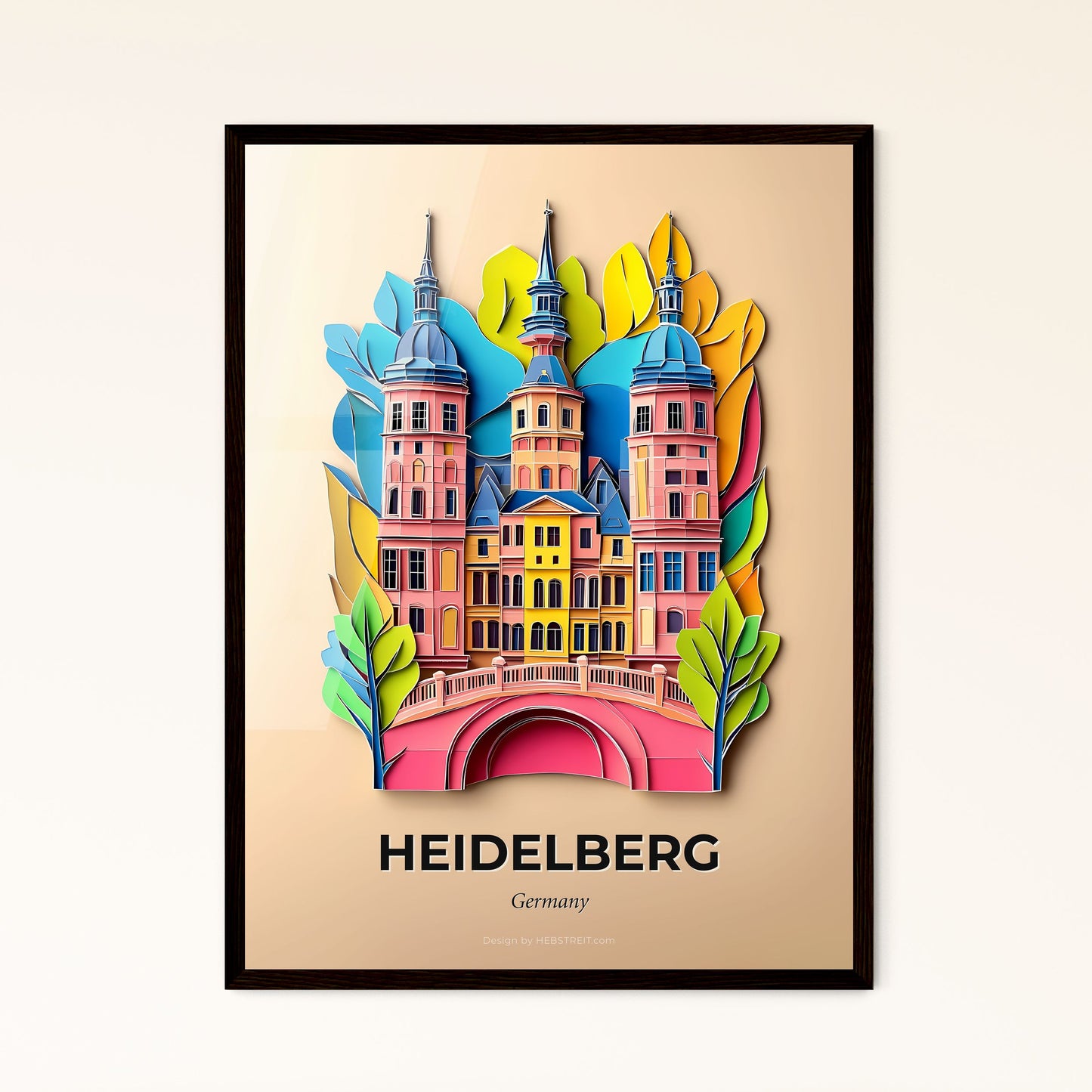 Vivid Heidelberg, Germany - a paper cut of a castle with a bridge