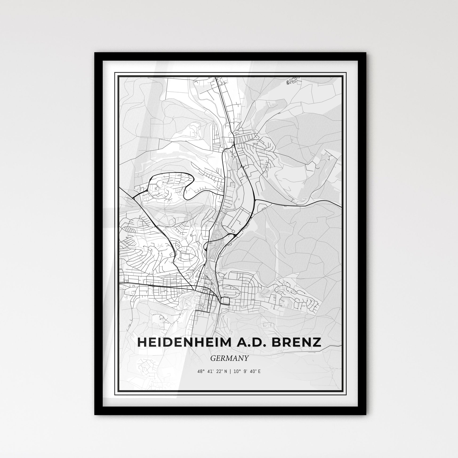 Heidenheim an der Brenz Germany - Scandinavian Style City Map for Modern Home Decor