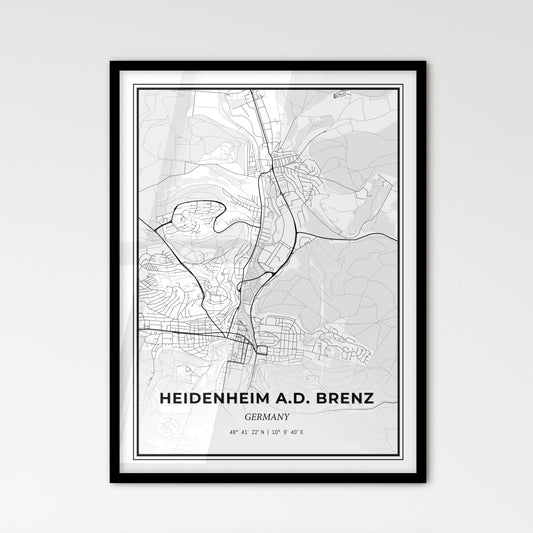 Heidenheim an der Brenz Germany - Scandinavian Style City Map for Modern Home Decor