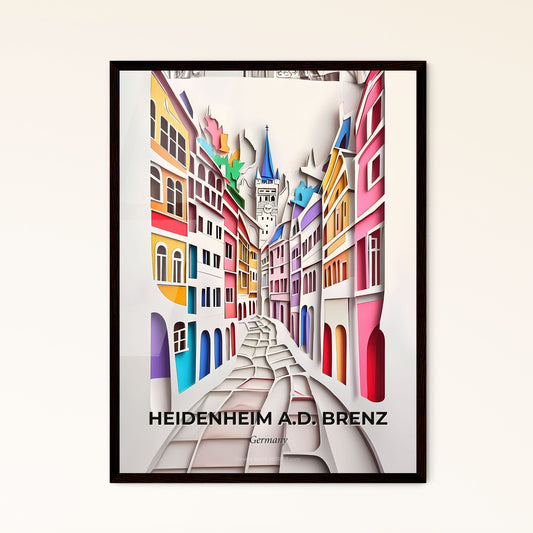 Vivid Heidenheim an der Brenz, Germany - a paper cut of a city street with a clock tower