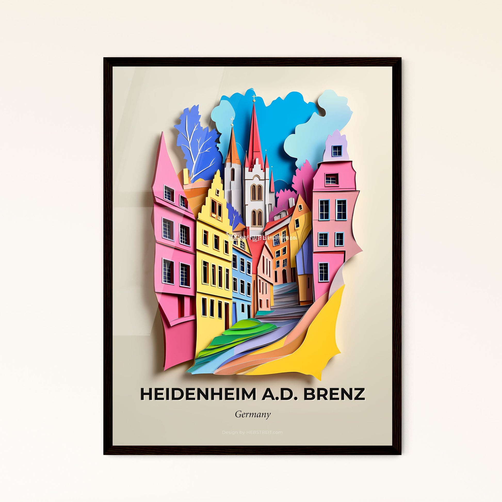 Vivid Heidenheim an der Brenz, Germany - a paper cut of a city with a church