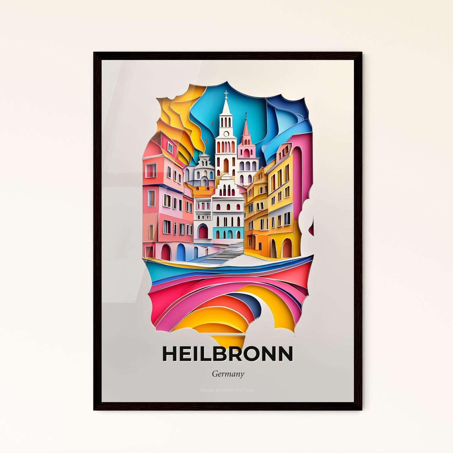 Vivid Heilbronn, Germany - a paper cut of a city with a clock tower