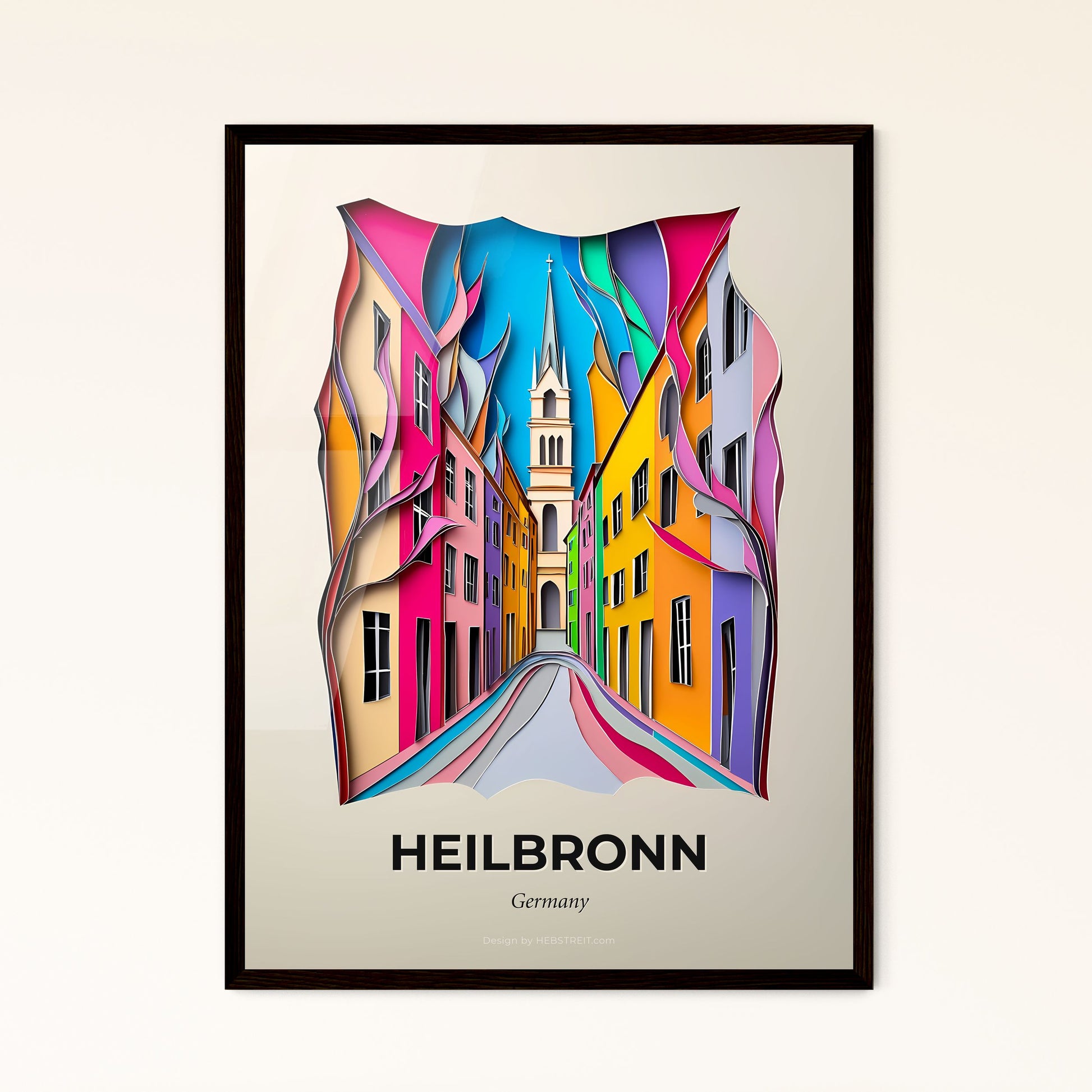 Vivid Heilbronn, Germany - a colorful city street with a clock tower