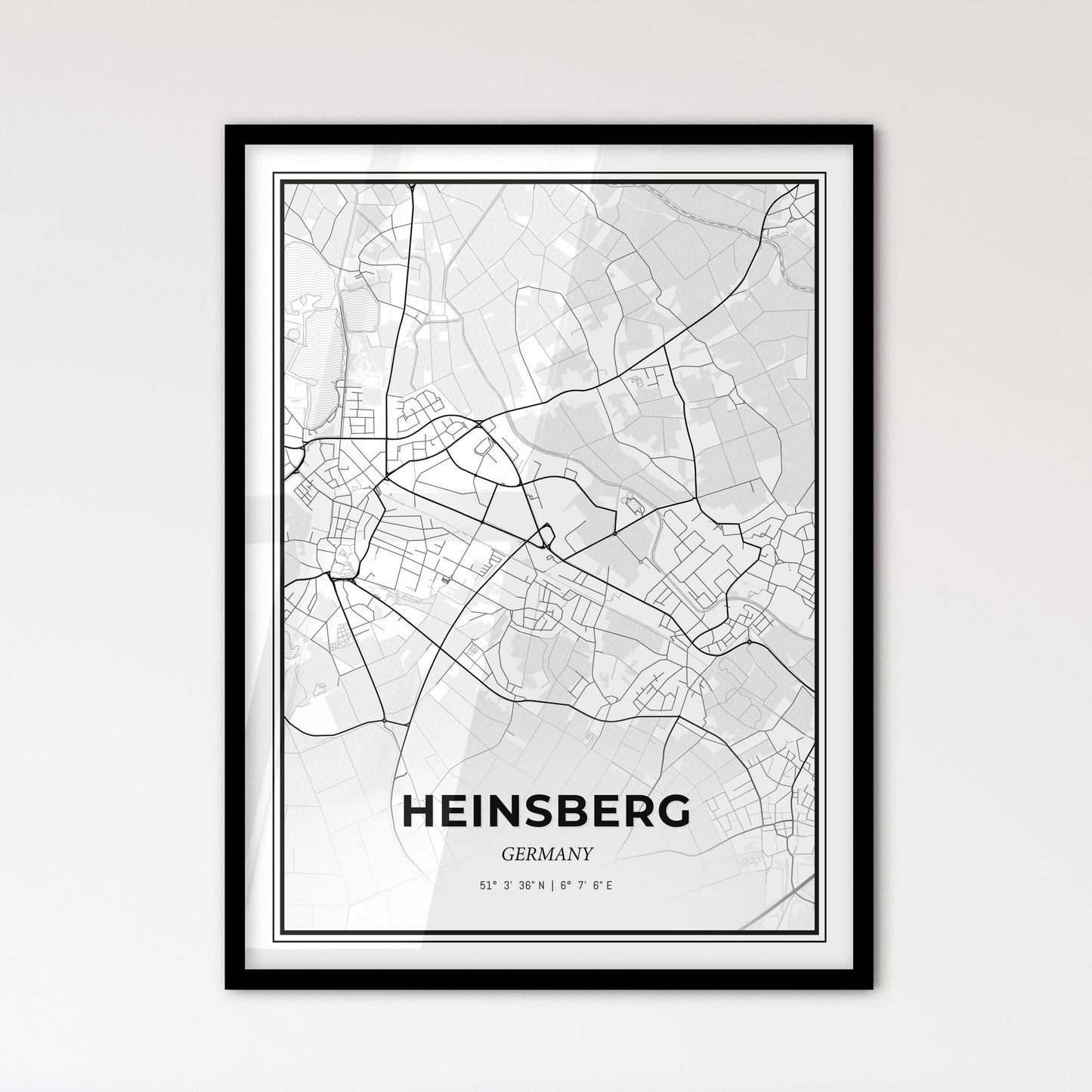 Heinsberg Germany - Scandinavian Style City Map for Modern Home Decor