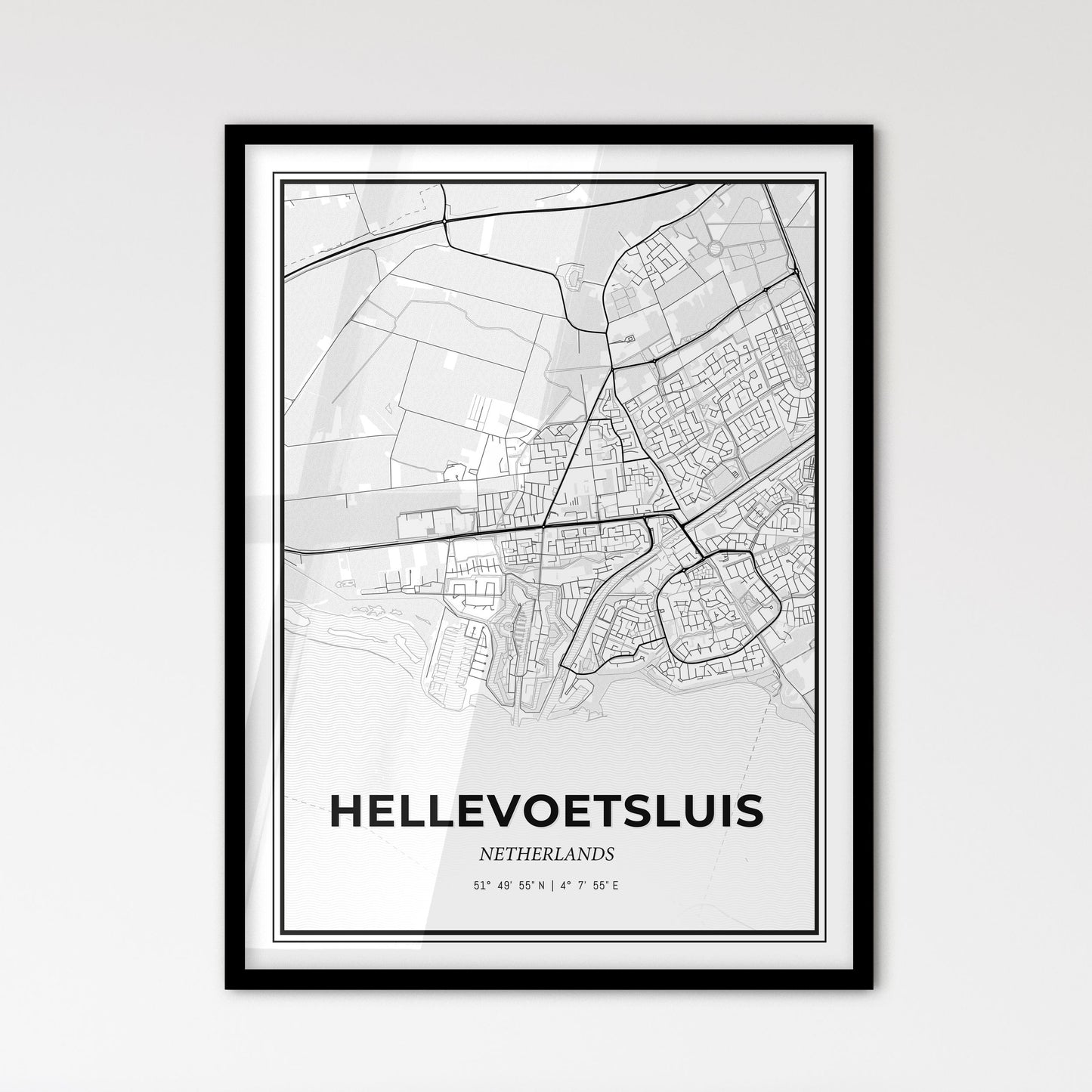  Hellevoetsluis Netherlands - Scandinavian Style City Map for Modern Home Decor