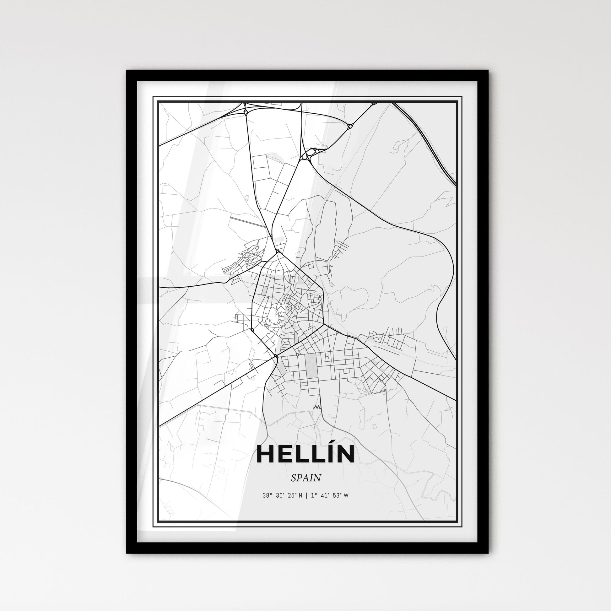 Hellín Spain - Scandinavian Style City Map for Modern Home Decor