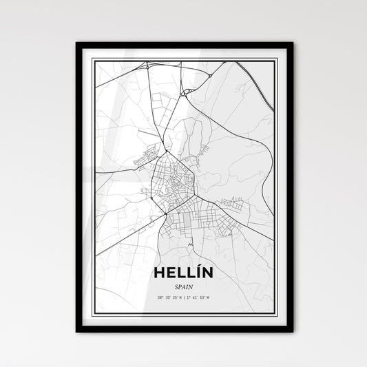 Hellín Spain - Scandinavian Style City Map for Modern Home Decor