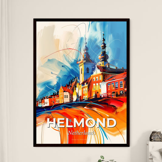 Vibrant Helmond, Netherlands - A Colorful Painting Of A Town