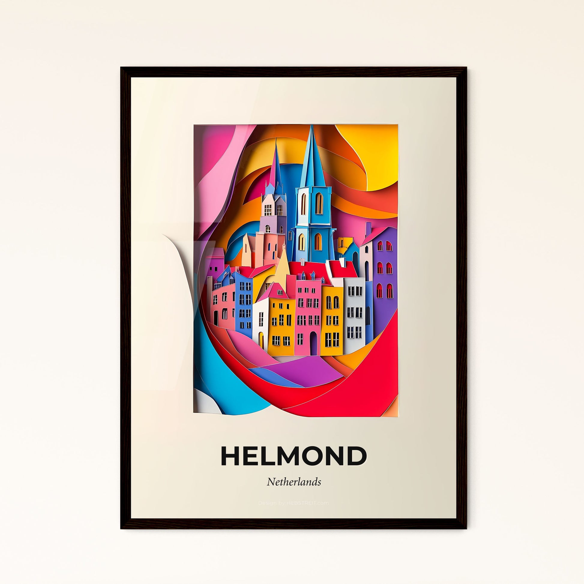 Vivid Helmond, Netherlands - a paper cut of a city with a church