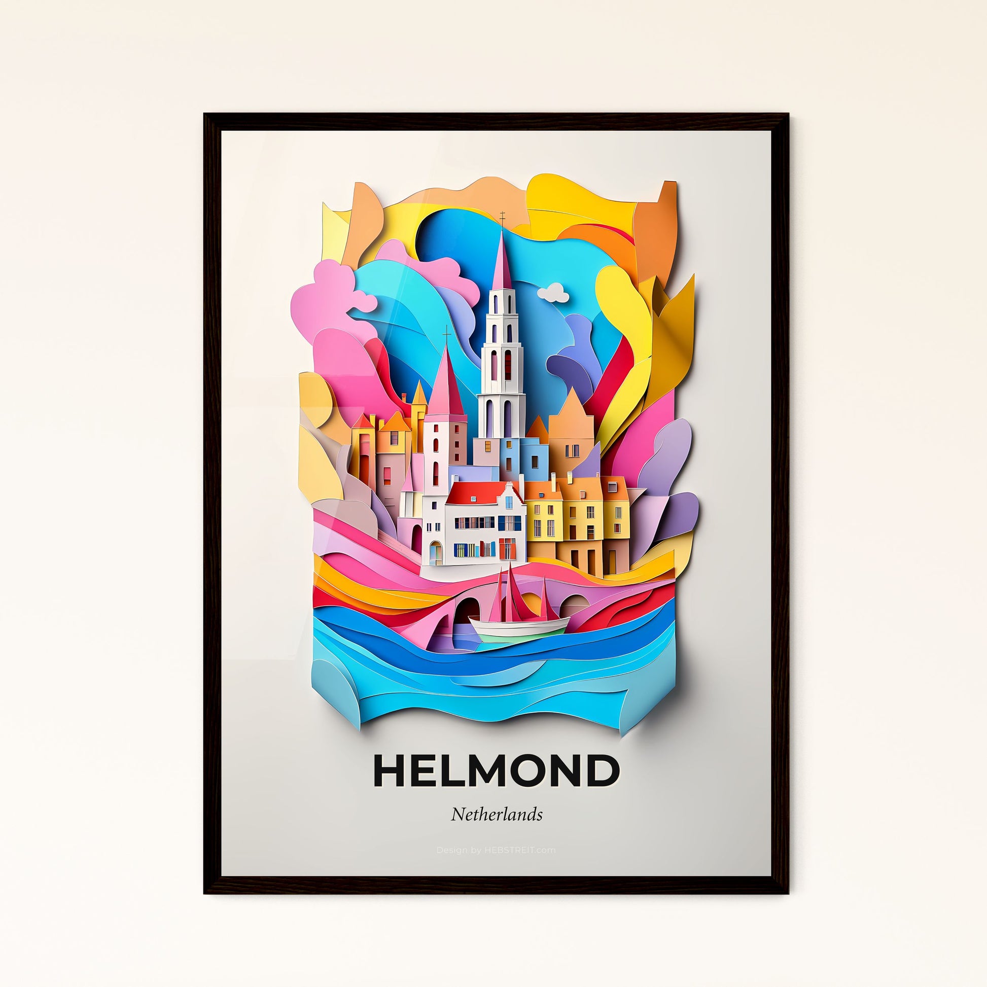 Vivid Helmond, Netherlands - a paper cut of a city with a church