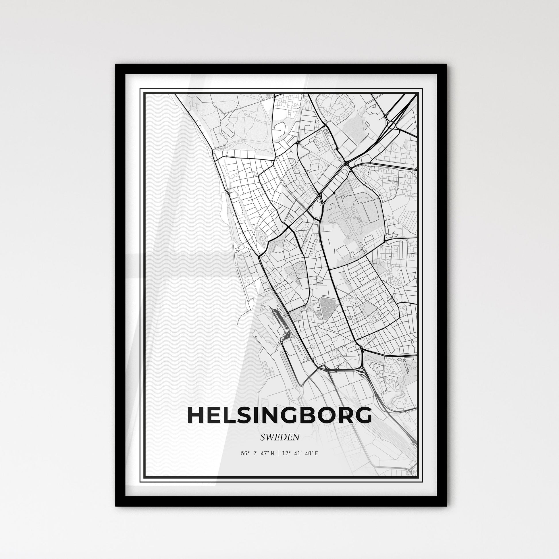 Helsingborg Sweden - Scandinavian Style City Map for Modern Home Decor