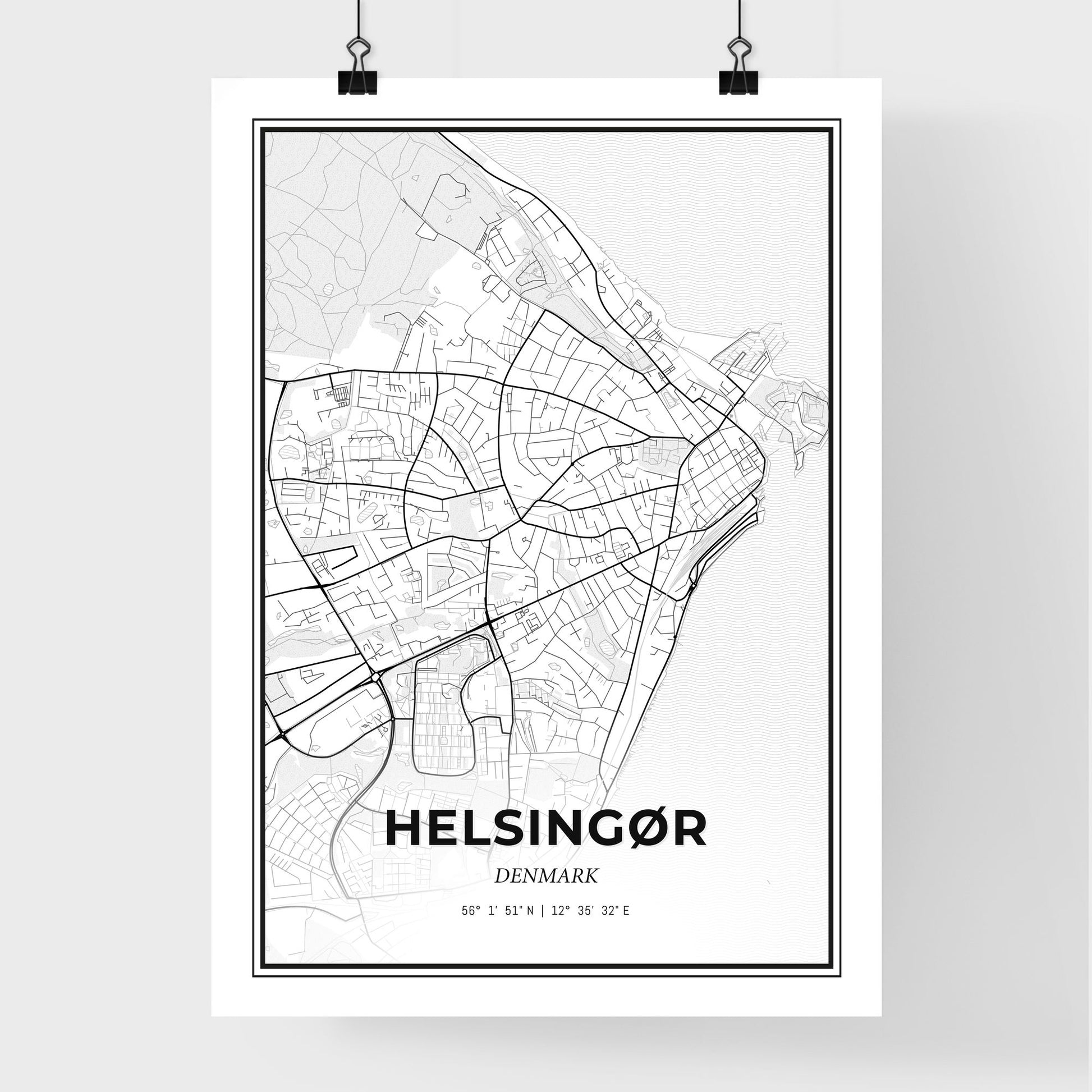 Helsingør Denmark - Premium City Map Poster