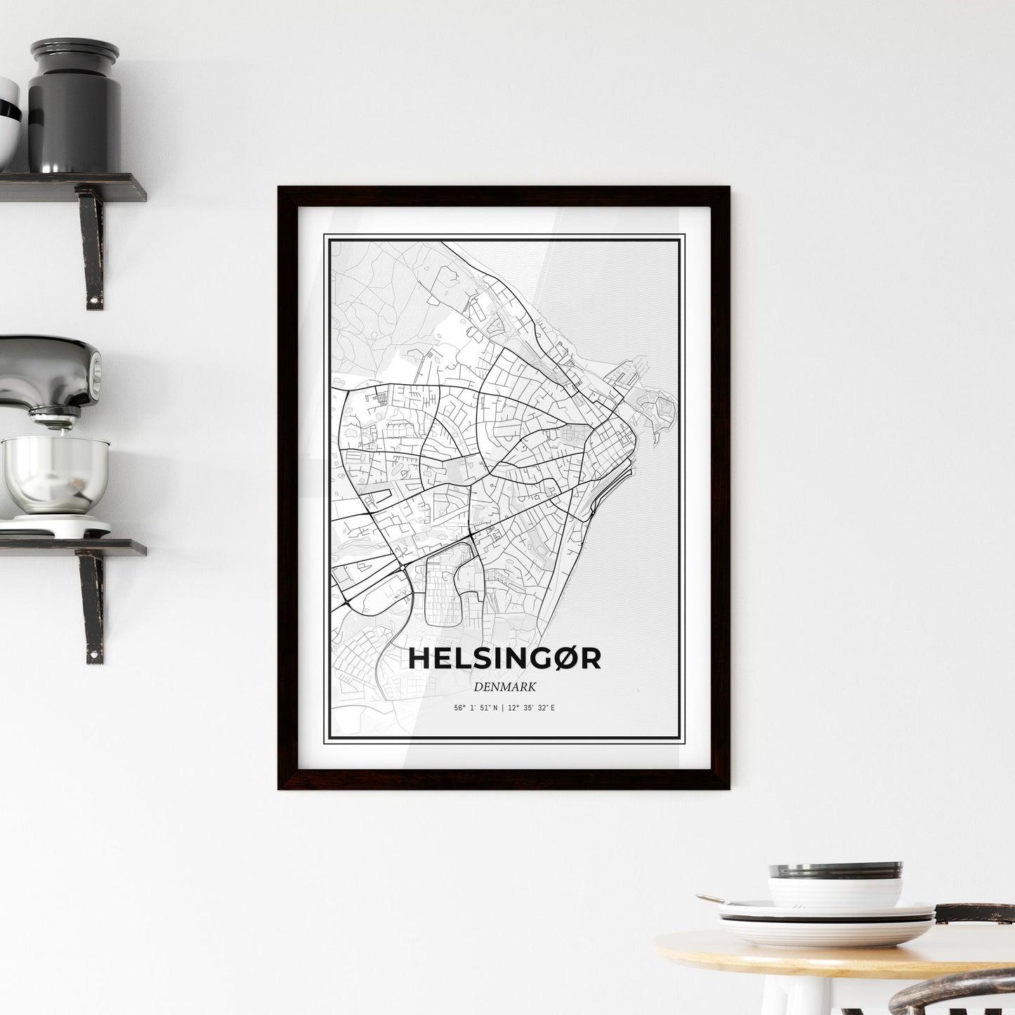 Helsingør Denmark - Minimal City Map