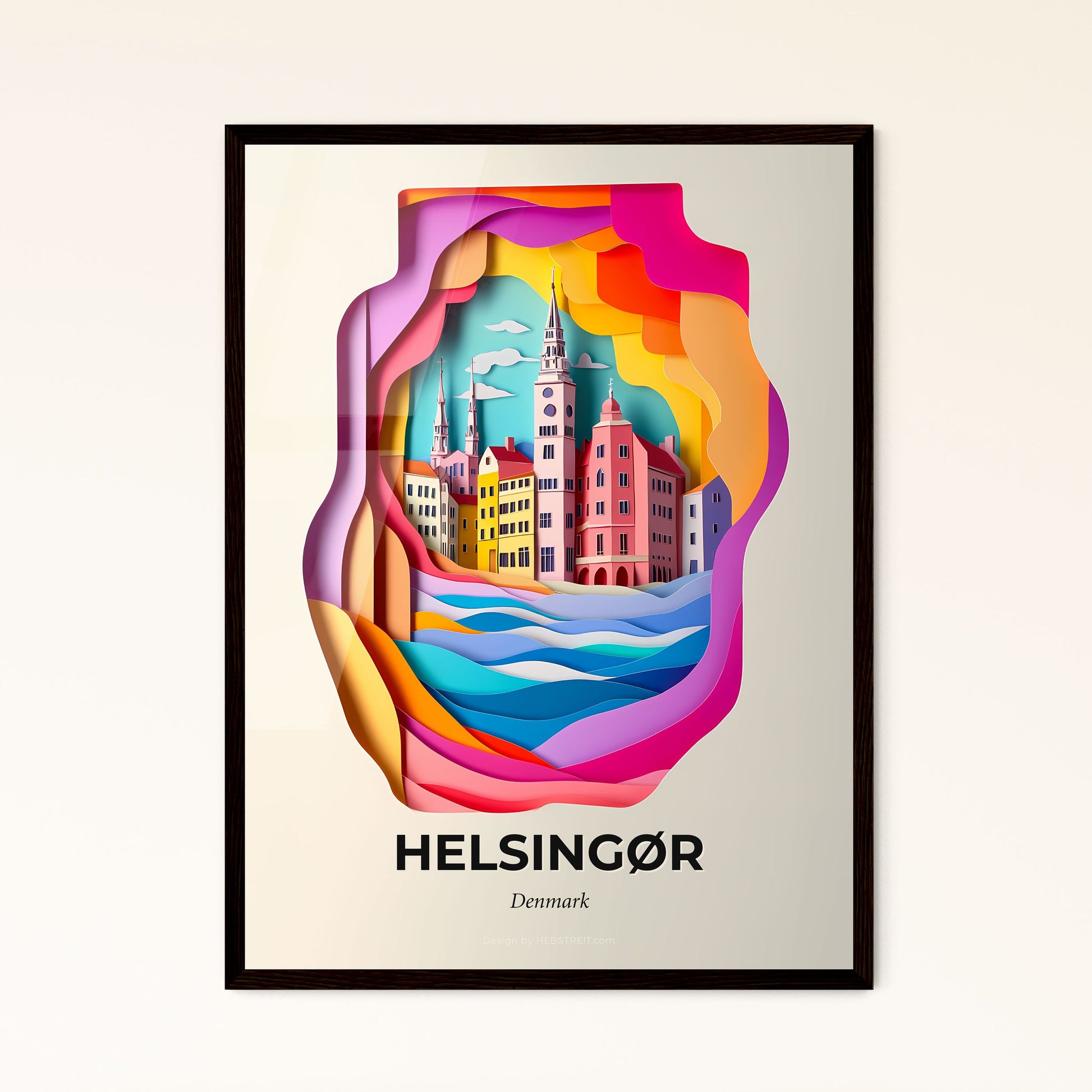 Vivid Helsingør, Denmark - a paper cut of a city with a clock tower