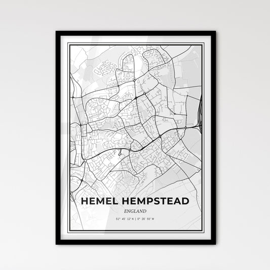 Hemel Hempstead England - Scandinavian Style City Map for Modern Home Decor