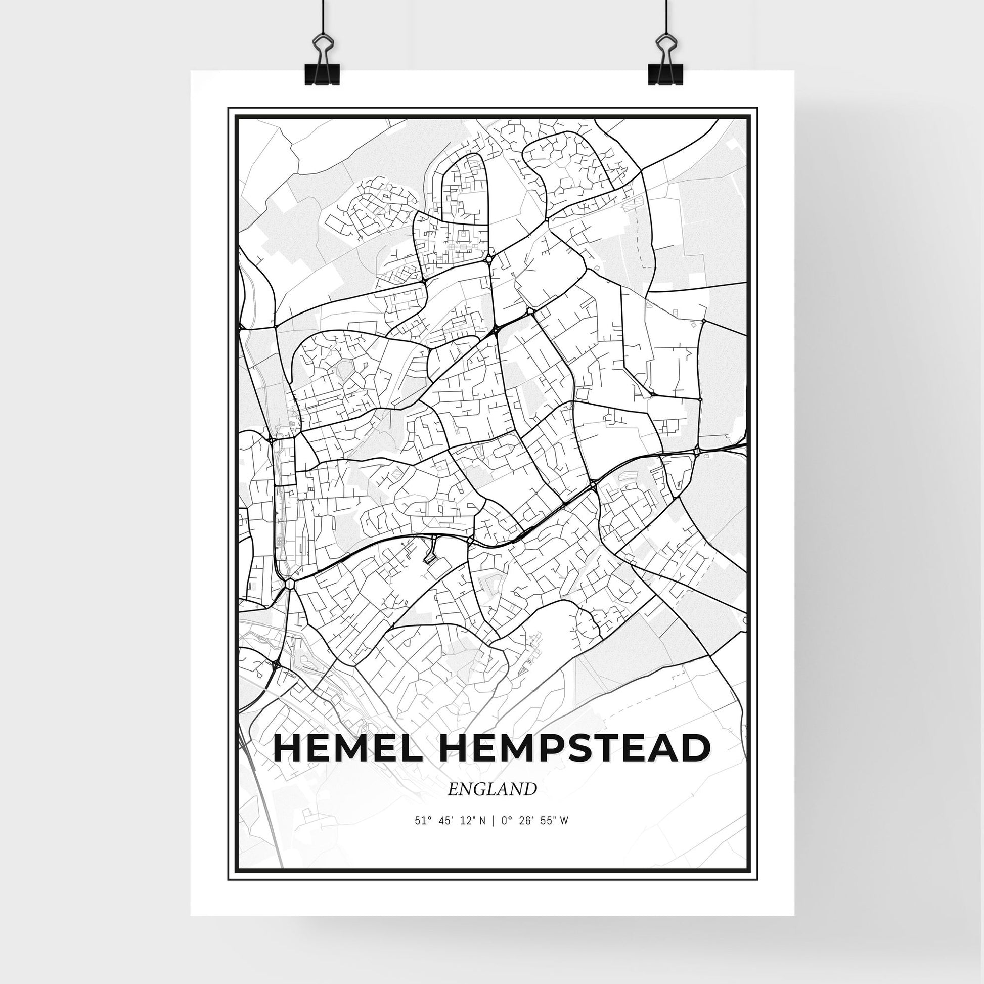 Hemel Hempstead England - Premium City Map Poster