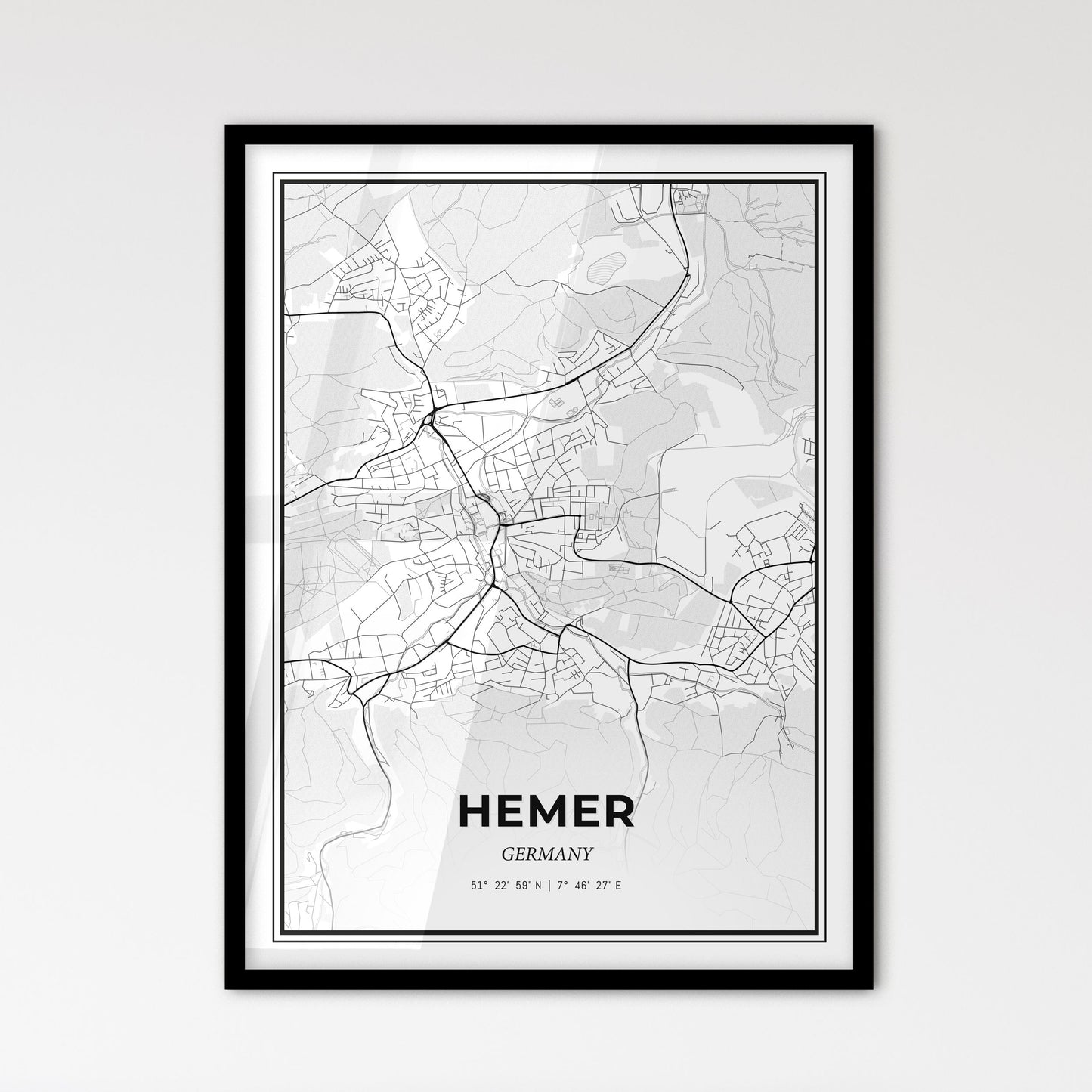 Hemer Germany - Scandinavian Style City Map for Modern Home Decor