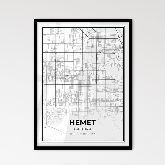 Hemet California - Scandinavian Style City Map for Modern Home Decor