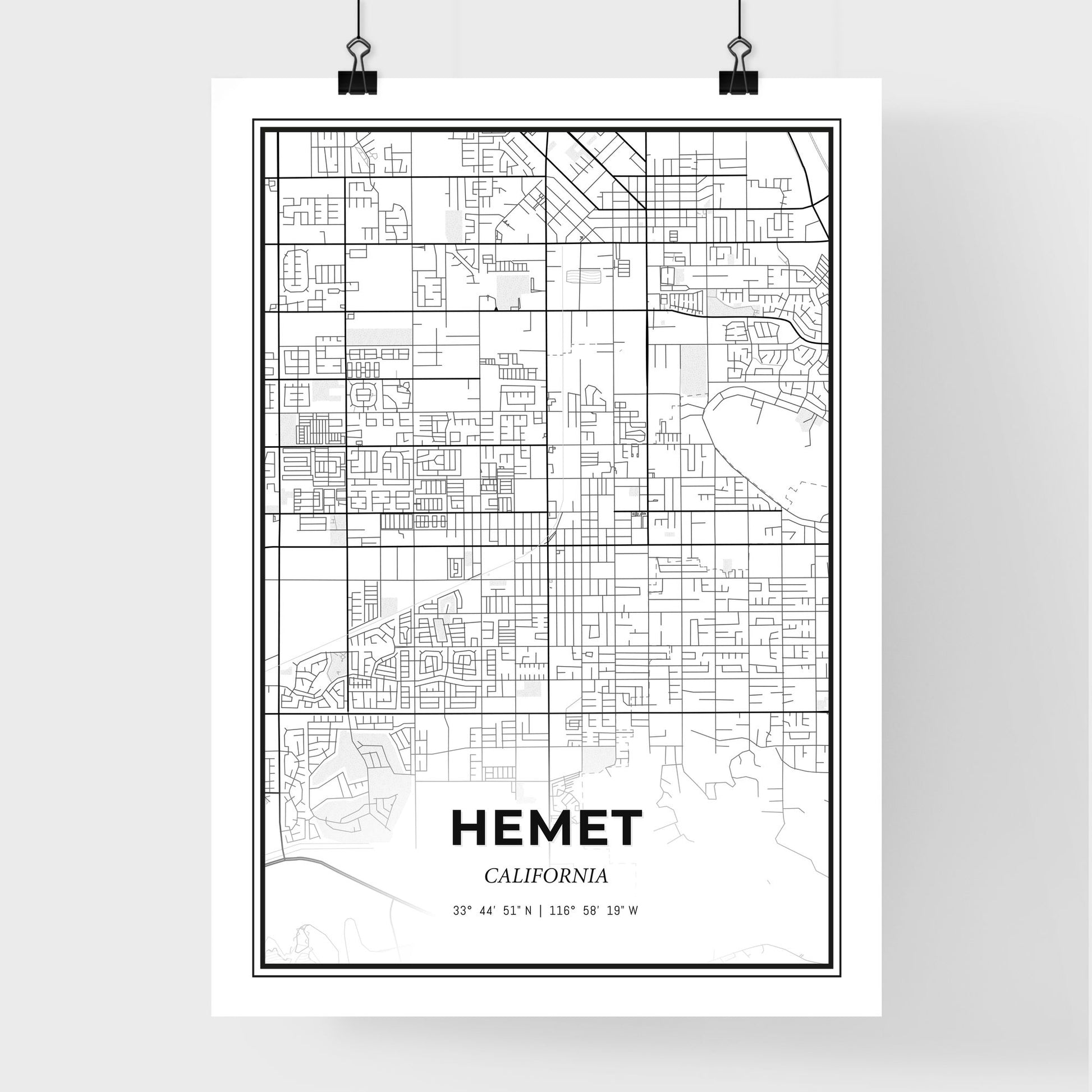 Hemet California - Premium City Map Poster