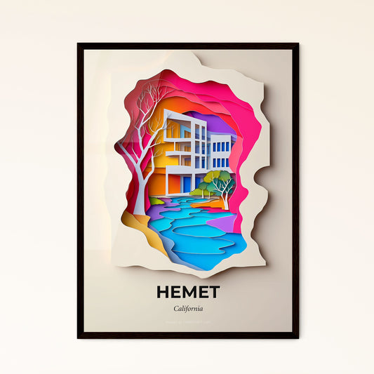 Vivid Hemet, California - a paper cut of a house and a river