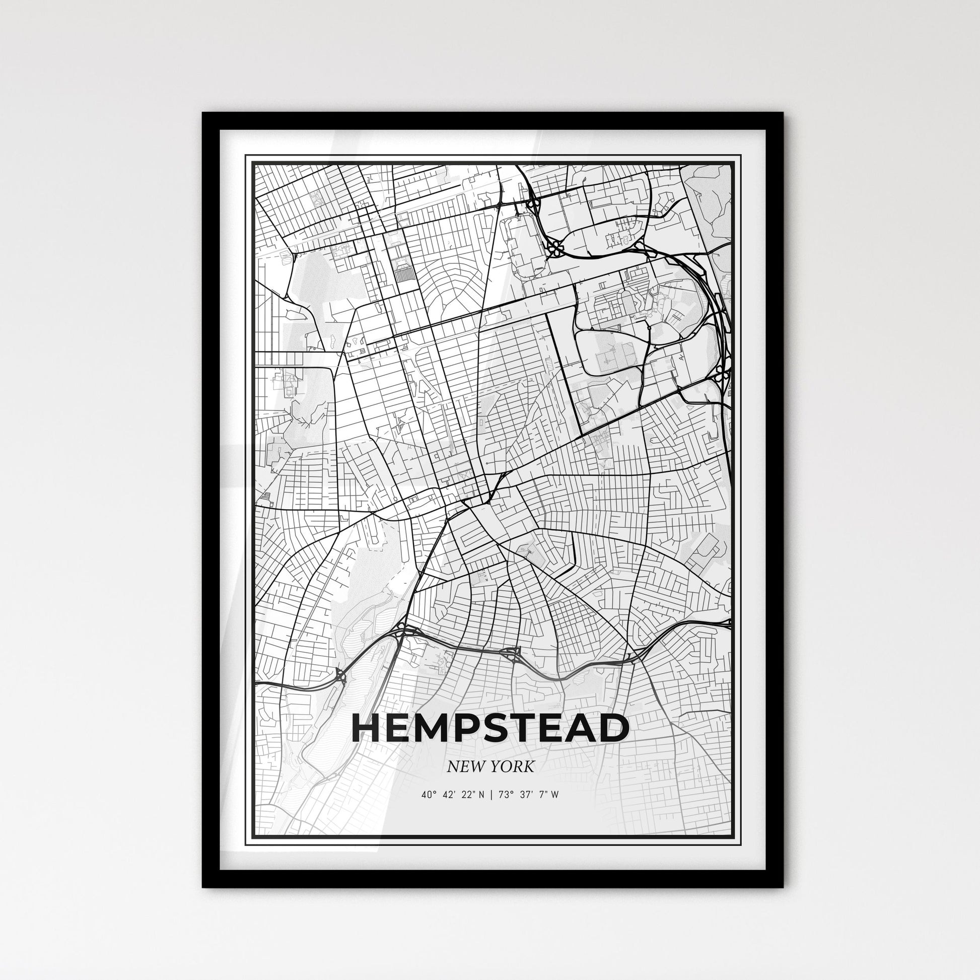 Hempstead New York - Scandinavian Style City Map for Modern Home Decor