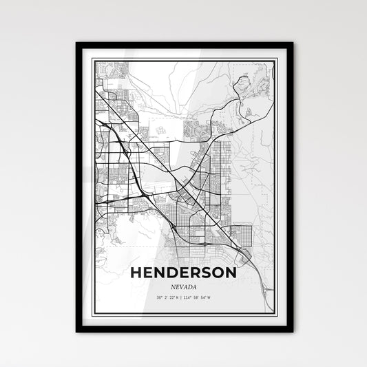 Henderson Nevada - Scandinavian Style City Map for Modern Home Decor