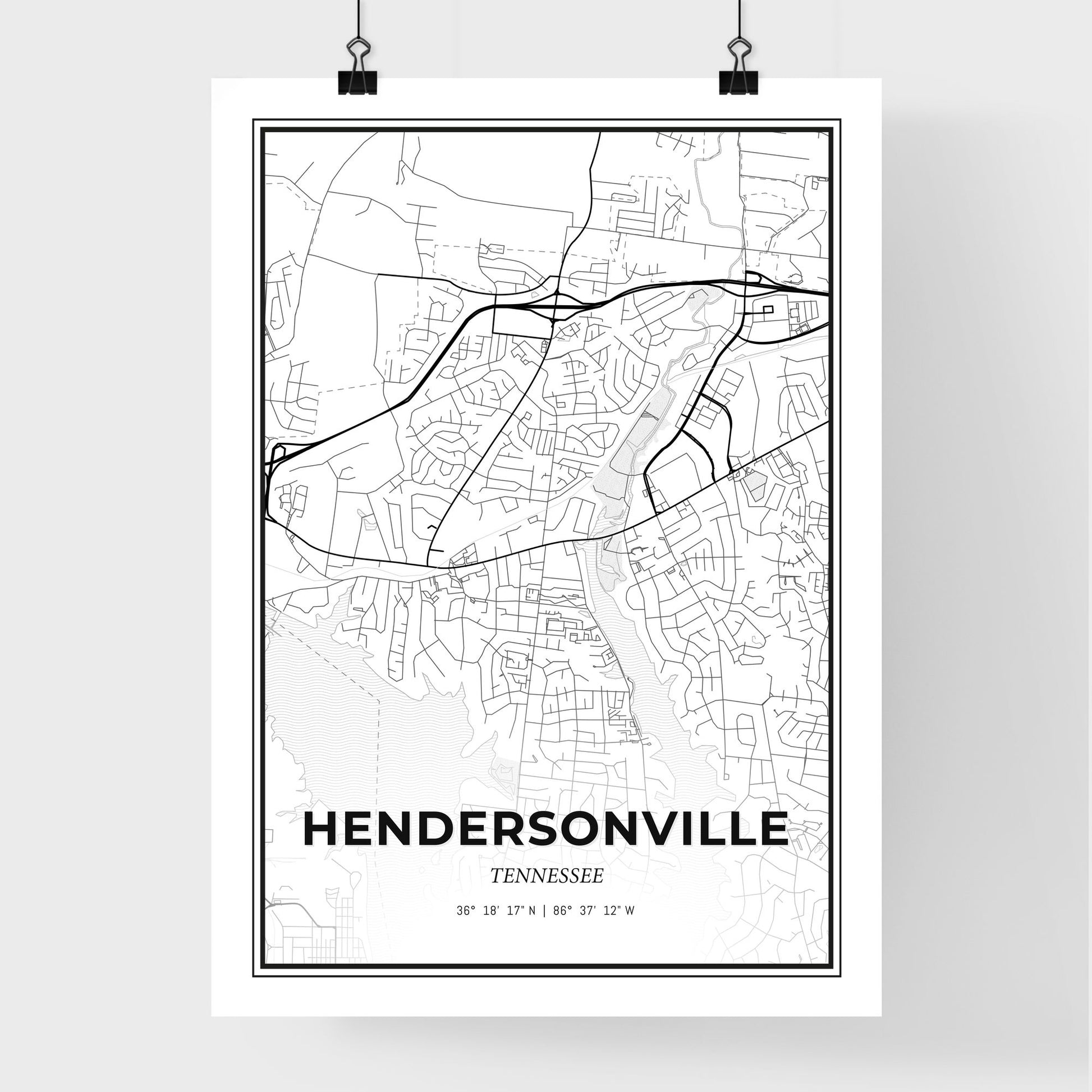 Hendersonville Tennessee - Premium City Map Poster