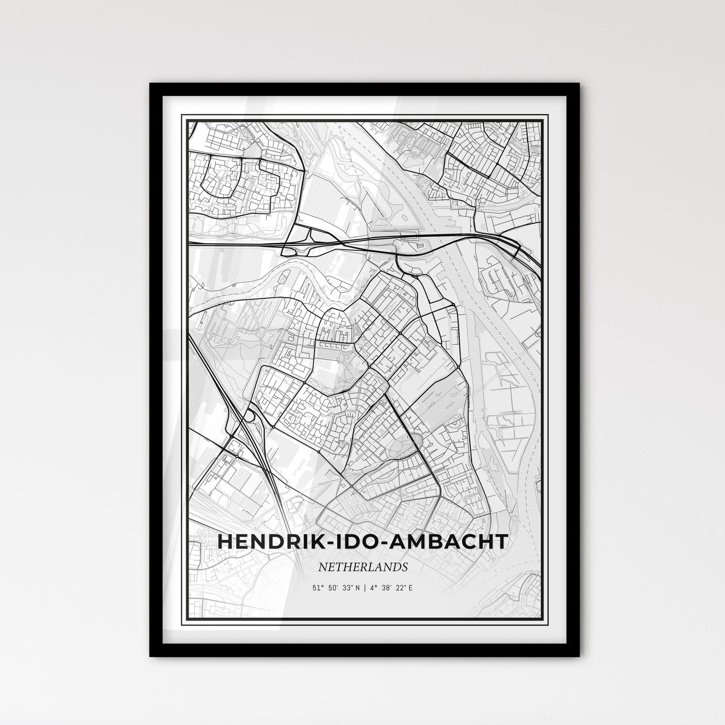  Hendrik-Ido-Ambacht Netherlands - Scandinavian Style City Map for Modern Home Decor