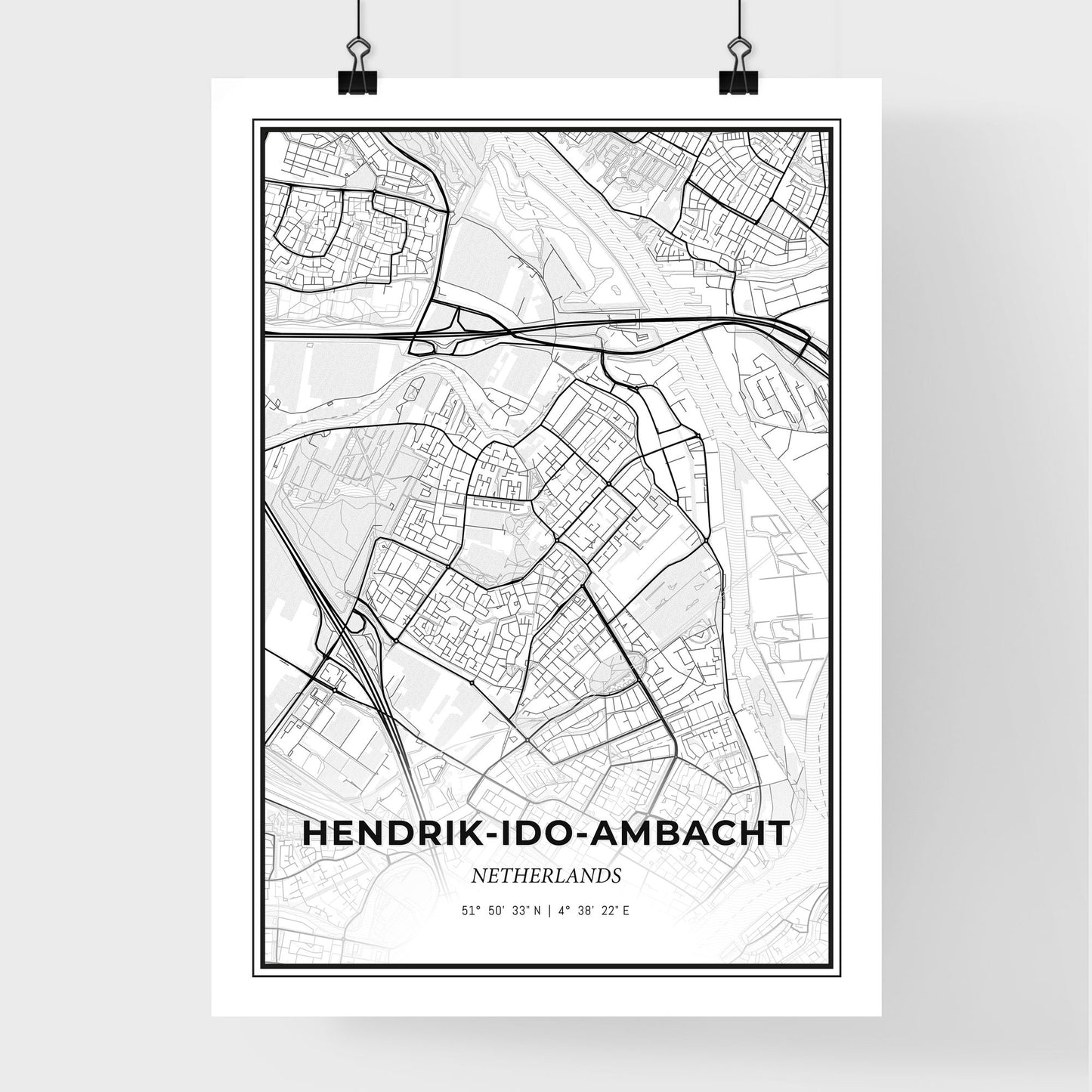  Hendrik-Ido-Ambacht Netherlands - Premium City Map Poster