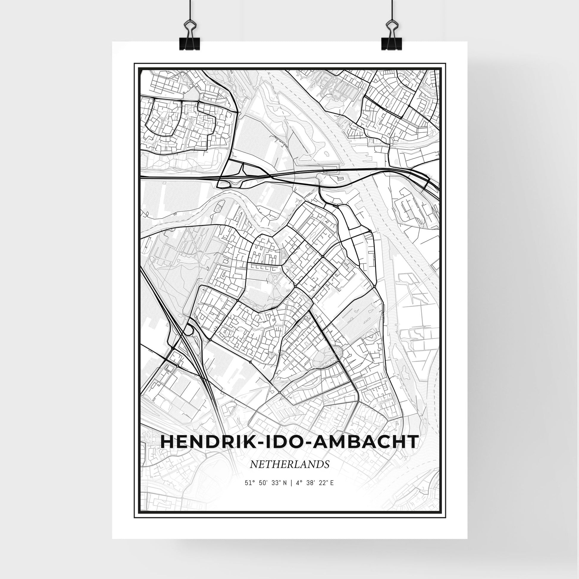  Hendrik-Ido-Ambacht Netherlands - Premium City Map Poster