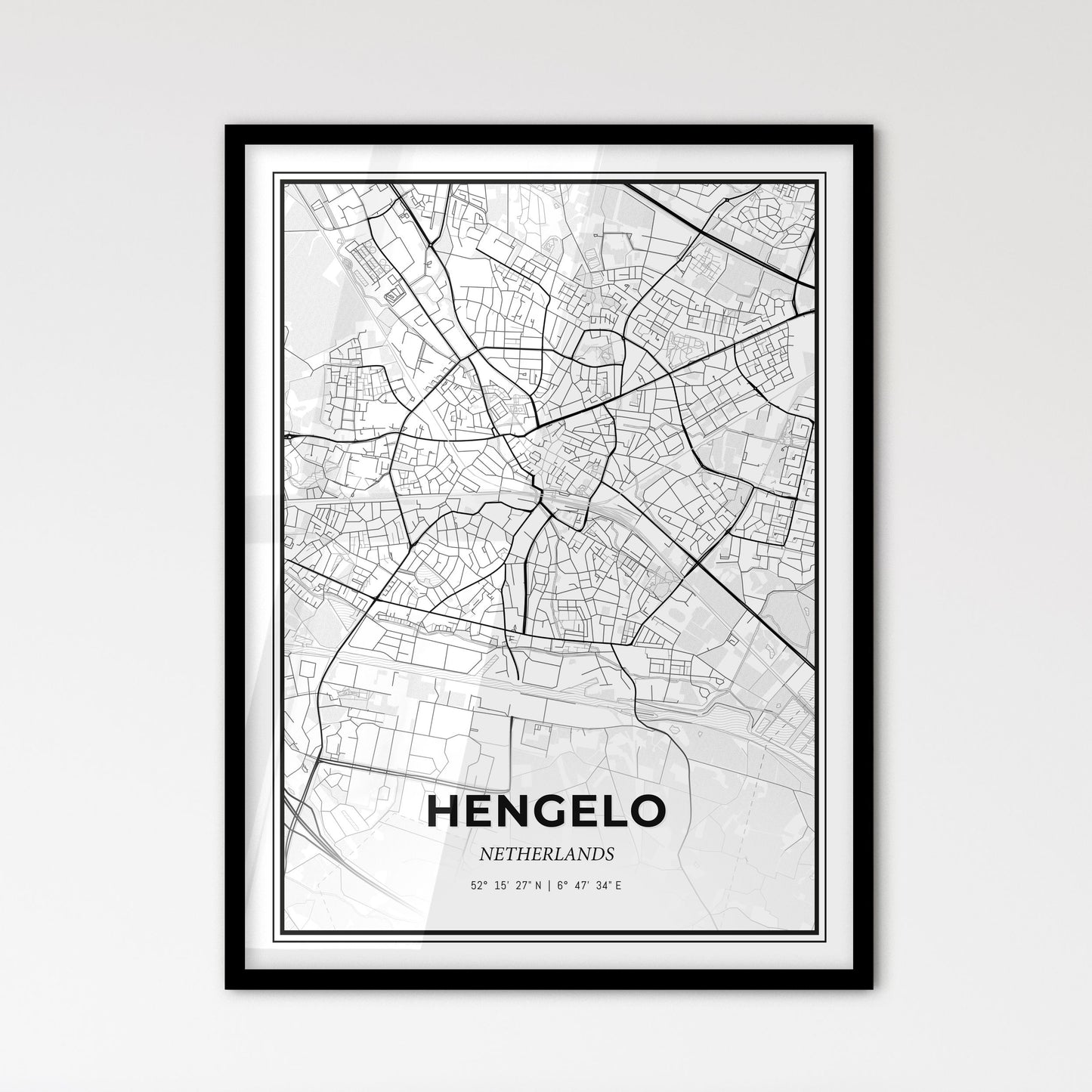  Hengelo Netherlands - Scandinavian Style City Map for Modern Home Decor