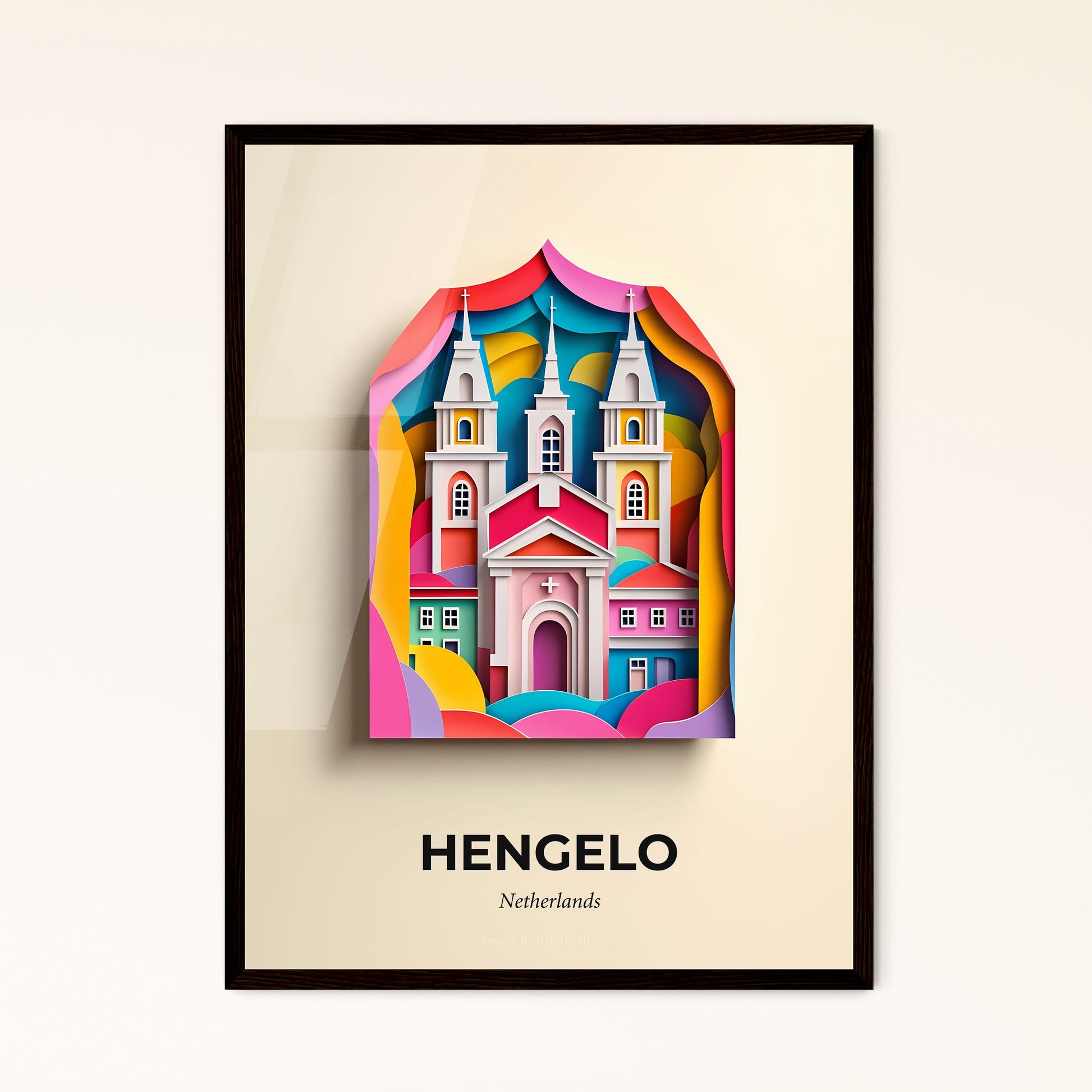 Vivid Hengelo, Netherlands - a paper cut of a church with a clock