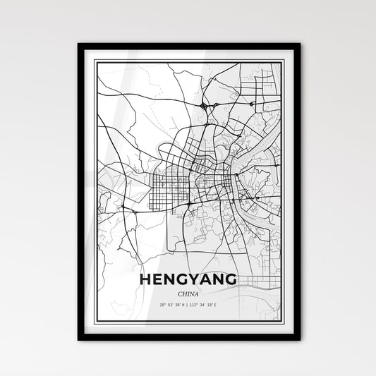 Hengyang China - Scandinavian Style City Map for Modern Home Decor