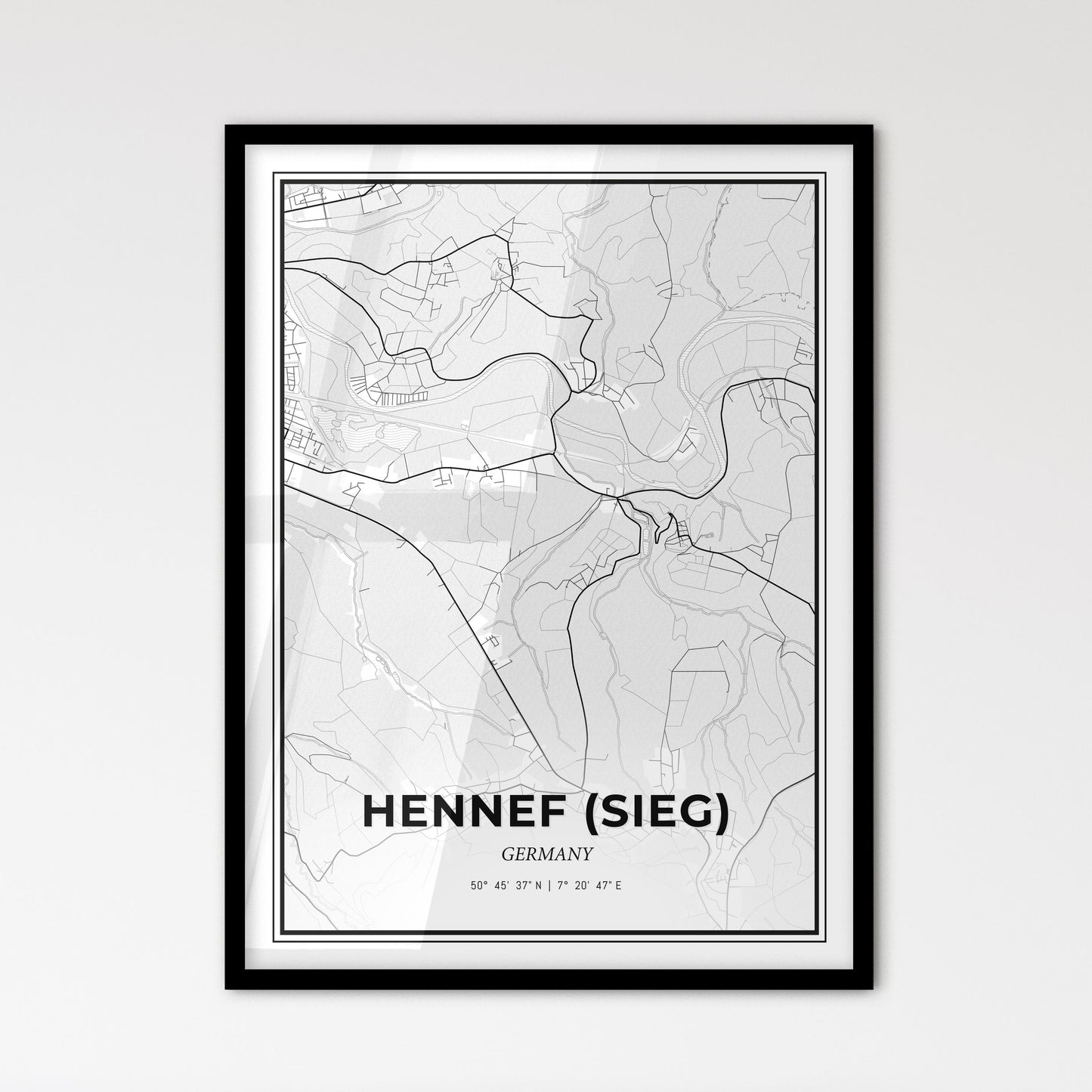 Hennef (Sieg) Germany - Scandinavian Style City Map for Modern Home Decor