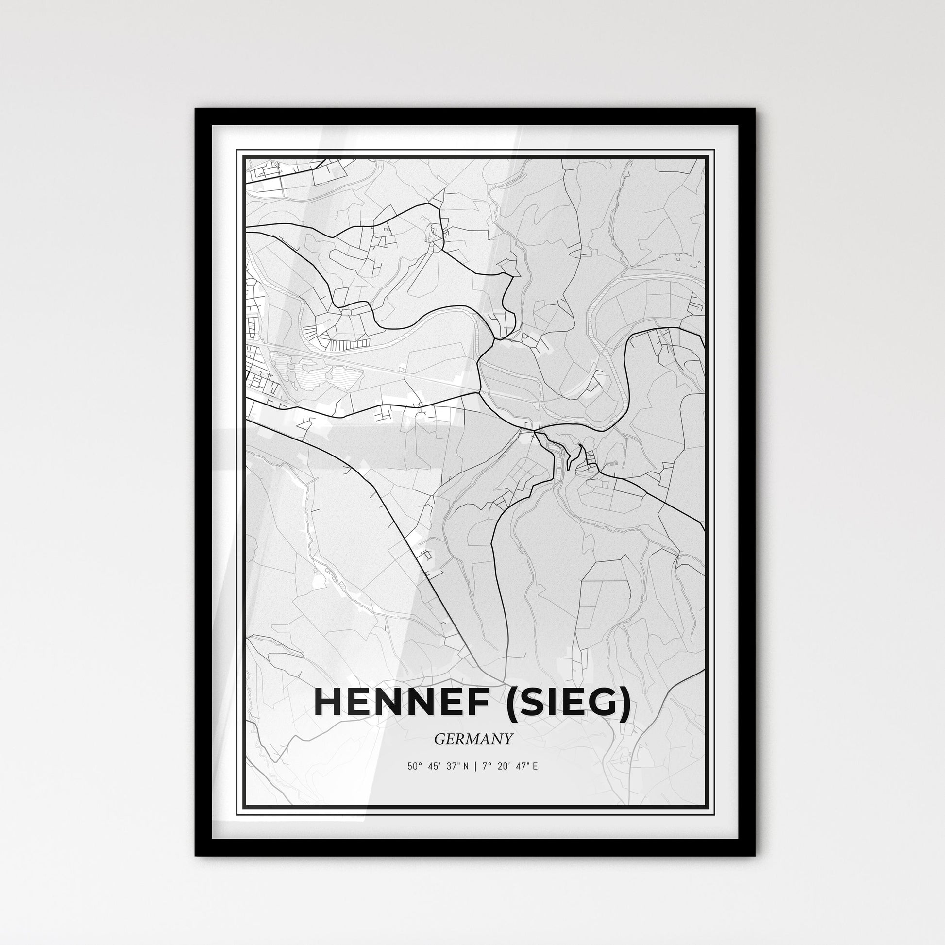 Hennef (Sieg) Germany - Scandinavian Style City Map for Modern Home Decor