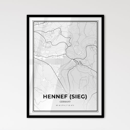 Hennef (Sieg) Germany - Scandinavian Style City Map for Modern Home Decor