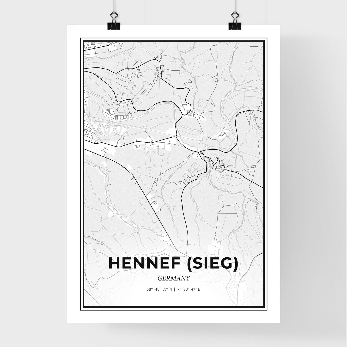 Hennef (Sieg) Germany - Premium City Map Poster