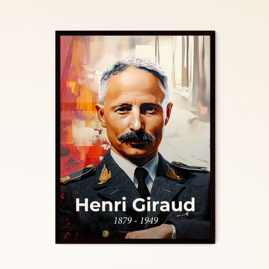 Portrait of Henri Giraud, 1879 - 1949. Impressionistic painting of a man in a military uniform.